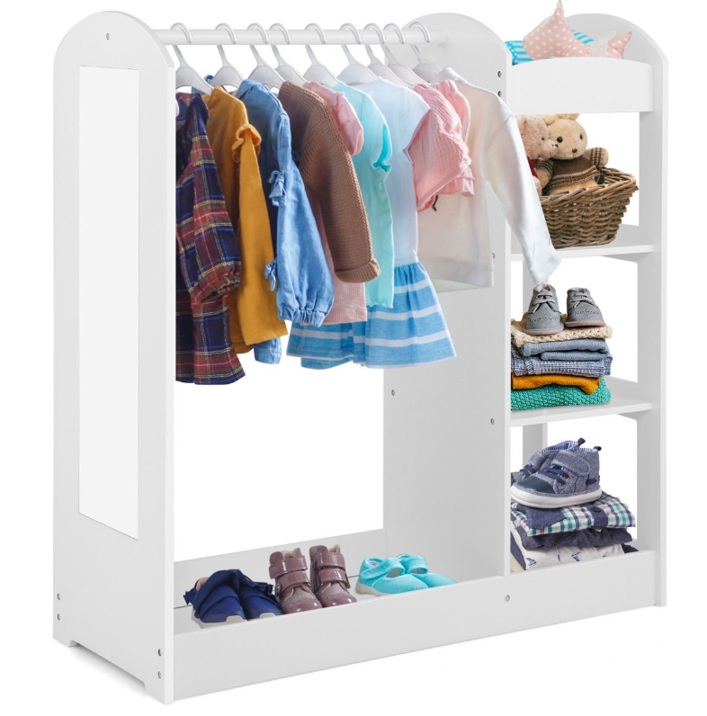 Παιδική Ντουλάπα Με Καθρέφτη-Λευκή TP10021WH Costway Παιδική Ντουλάπα Με Καθρέφτη-Λευκή TP10021WH Costway