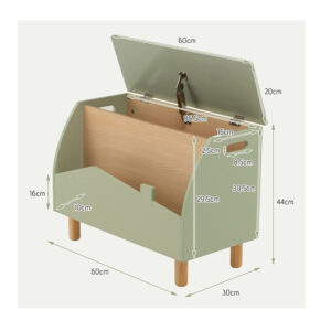 Παιδικό Ξύλινο Κουτί Αποθήκευσης Παιχνιδιών με 1 Ράφι 60 x 30 x 44 cm Costway TP10082GN - Image 2