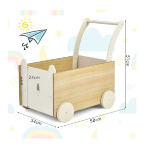 Ξύλινη Περπατούρα - Καρότσι 2 σε 1 58 x 34 x 51 cm Costway TP10117GR - Image 3