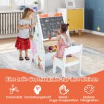 Costway Σετ Παιδικό Τραπέζι & Καρέκλα με Μαγνητικό Πίνακα & Βιβλιοθήκη Λευκό TP10174WH - Image 5