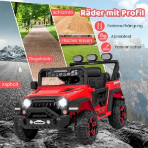 Costway  Ηλεκτρικό Παιδικό Αυτοκίνητο 12V με Διπλούς Κινητήρες, Πολυμέσα & Απομακρυσμένο Έλεγχο TQ10223DE-RE - Image 3