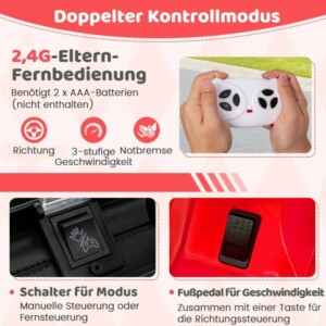 Costway  Ηλεκτρικό Παιδικό Αυτοκίνητο 12V με Διπλούς Κινητήρες, Πολυμέσα & Απομακρυσμένο Έλεγχο TQ10223DE-RE - Image 5