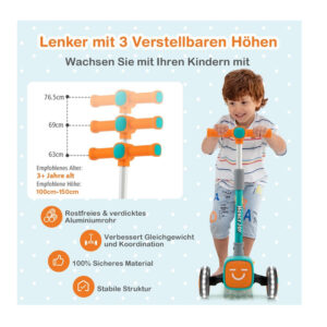 Παιδικό Πτυσσόμενο Τρίτροχο Πατίνι Costway TS10039GN - Image 3