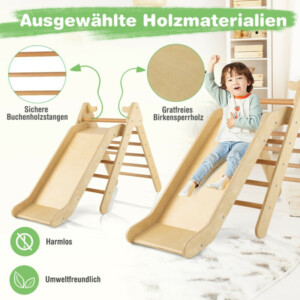 Costway Σετ Αναρρίχησης 2-σε-1 Τρίγωνα Ξύλινη Σκάλα Φυσικό Ξύλο TS10162NA - Image 4