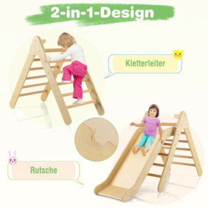 Costway Σετ Αναρρίχησης 2-σε-1 Τρίγωνα Ξύλινη Σκάλα Φυσικό Ξύλο TS10162NA - Image 5