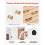 VEVOR Περιστρεφόμενη Κοσμηματοθήκη 360° με 4 Γάντζους για Κολιέ Λευκή TSSSH1200013WOCFK001V0 - Image 4