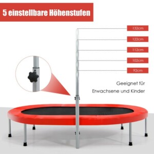 Costway Διπλό Τραμπολίνο Γυμναστικής με Ρυθμιζόμενη Λαβή 154 x 90 x 92-132 cm Κόκκινο TW10002RE - Image 3