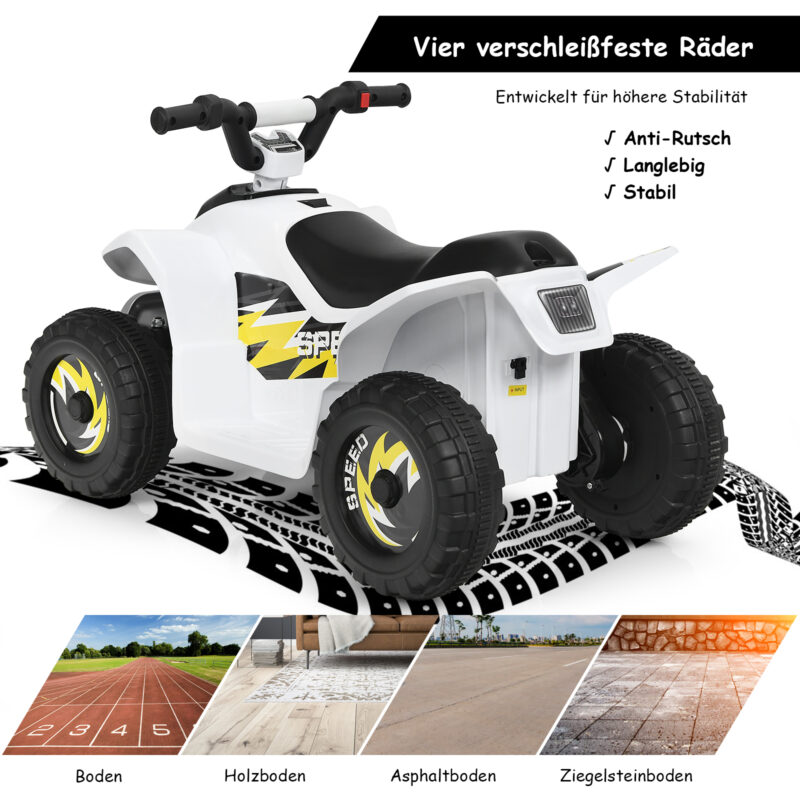 Costway  Ηλεκτρικό Παιδικό Quad με Επαναφορτιζόμενη Μπαταρία και Άνετο Κάθισμα για Αξέχαστες Παιδικές Αναμνήσεις TY327787DE-WH - Image 5