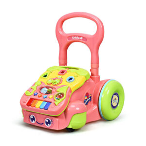 Περπατούρα Δραστηριοτήτων με Μουσική 2 σε 1 35.5 x 43 x 46-53 cm Χρώματος Κοραλί Costway TY578529 - Image 4