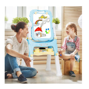 Παιδικός Μαγνητικός Μαυροπίνακας / Πίνακας 2 σε 1 Διπλής Όψης Χρώματος Μπλε Costway TY579377BL - Image 4