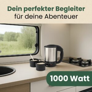 Βραστήρας Ταξιδίου από Ανοξείδωτο Ατσάλι 0.5L 1000 W- Μαύρο/Ασημί WKR3624 Clatronic - Image 4