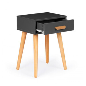 Ξύλινο Κομοδίνο με 1 Συρτάρι 46 x 36 x 58 cm Χρώματος Γκρι ModernHome WYJ-085-Grey - Image 2