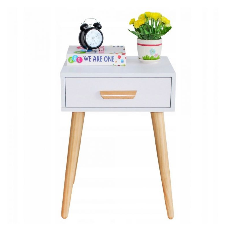 Ξύλινο Κομοδίνο με 1 Συρτάρι 46 x 36 x 58 cm Χρώματος Λευκό ModernHome WYJ-085-White Ξύλινο Κομοδίνο με 1 Συρτάρι 46 x 36 x 58 cm Χρώματος Λευκό ModernHome WYJ-085-White