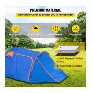 Σκηνή Κάμπινγκ 2-3 Ατόμων με Χώρο για Μοτοσικλέτα 405 x 215 x 170 cm VEVOR XZCPJSHBDSYDL5MJXV0 - Image 4