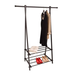 Μεταλλική Κρεμάστρα Ρούχων Δαπέδου με 2 Ράφια 107 x 43.5 x 150 cm ModernHome YLT-0311F-Black - Image 2