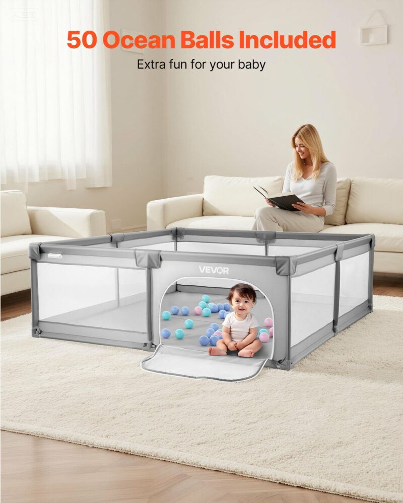 VEVOR Μεγάλο Βρεφικό Πάρκο 2000 x 1490mm με Μπάλες Ωκεανού YYEWSHLBYYEW6KXKV001V0 - Image 4