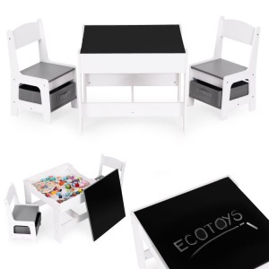 ECOTOYS Σετ παιδικών επίπλων τραπεζάκι + 2 καρέκλες πίνακας κιμωλίας ZKC-1A