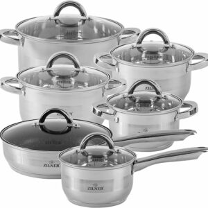 Σετ Μαγειρικά Σκεύη 12 τεμάχια από Ανοξείδωτο Ατσάλι ZL-8121 ZILNER