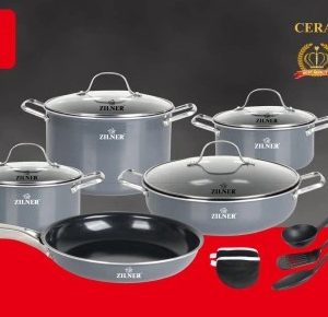 Σετ Μαγειρικά Σκεύη 14 τεμάχια Γκρι ZL-8137 ZILNER - Image 2