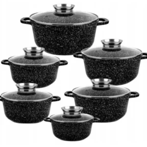 Σετ Μαγειρικά Σκεύη - Κατσαρόλες 12 τεμάχια Μαύρο ZILNER ZL-8317 - Image 3