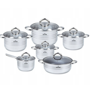 Σετ Μαγειρικά Σκεύη από Ανοξείδωτο Ατσάλι 12 τεμάχια ZL-8330 ZILNER