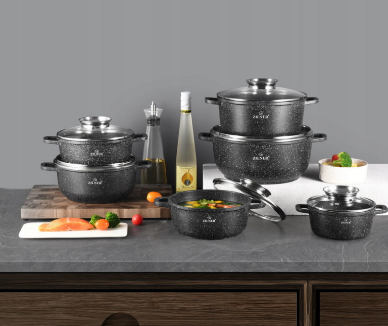 Σετ Μαγειρικά Σκεύη - Κατσαρόλες 12 τεμάχια Μαύρο ZL-8526 ZILNER - Image 2
