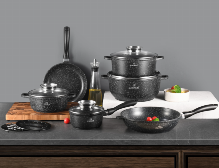 Σετ Μαγειρικά Σκεύη - Κατσαρόλες 12 τεμάχια Μαύρο  ZL-8528 ZILNER - Image 2