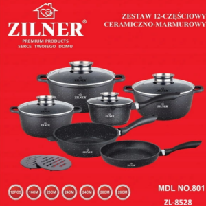 Σετ Μαγειρικά Σκεύη - Κατσαρόλες 12 τεμάχια Μαύρο  ZL-8528 ZILNER - Image 3