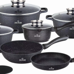 Σετ Μαγειρικά Σκεύη - Κατσαρόλες 12 τεμάχια Μαύρο  ZL-8528 ZILNER
