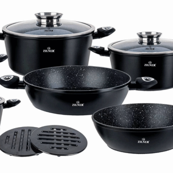 Σετ Μαγειρικά Σκεύη - Κατσαρόλες 15 τεμάχια Μαύρο ZL-8570 ZILNER