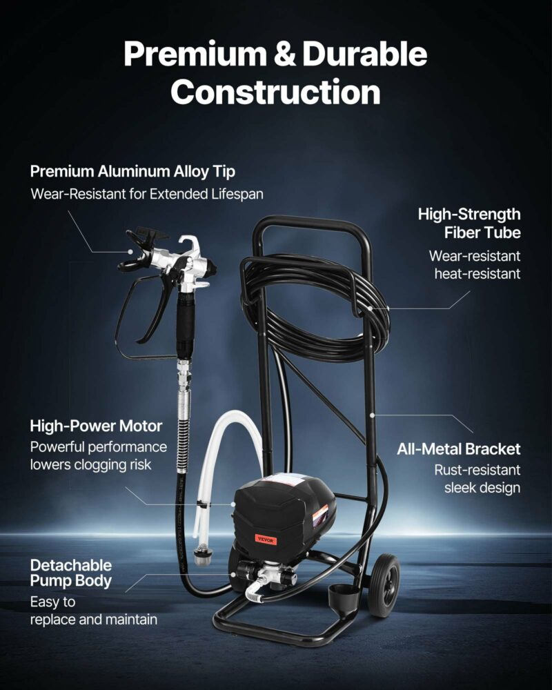 VEVOR Ηλεκτρικός Αερόσπρευστης Βαφής 650W με Καρότσι - Υψηλής Πίεσης 3000PSI ZSSPTJ650W03TBXWZ001V2 - Image 2