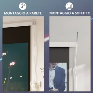 Κάλυμμα HOMCOM 100 ιντσών προβολέα με τηλεχειριστήριο, από PVC και μέταλλο, 253Lx7,5x168 cm, Λευκό 001-015V91WT - Image 5