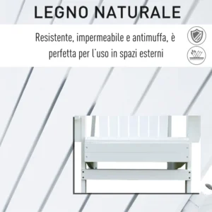 Outsunny Garden Chair Adirondack σε λευκό ξύλο 97x72,39x93 cm 01-0016 - Image 4