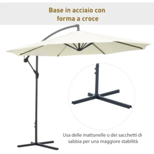 Outsunny Parasol Decentralized Garden Umbrella Beach Iron 3M, Μπεζ 01-0218 - Image 4