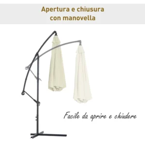 Outsunny Parasol Decentralized Garden Umbrella Beach Iron 3M, Μπεζ 01-0218 - Image 5