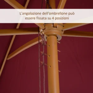 Outsunny Parasol in Wood, 2x3m, Bordeaux 01-0581 - Image 3