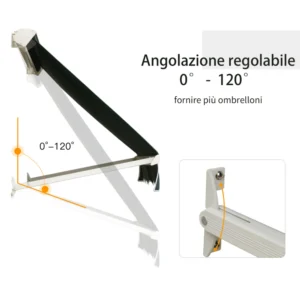 Outsunny drop-down τέντα με ρολό και ρυθμιζόμενη γωνία 0-120°, 180×70 cm, πράσινο 01-0694 - Image 3