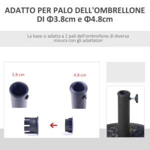 Outsunny Ομπρέλα Βάσης 9kg Ρητίνη με Μπρονζέ Φινίρισμα Φ45,5 x 31,5cm Μαύρο 01-0901 - Image 3