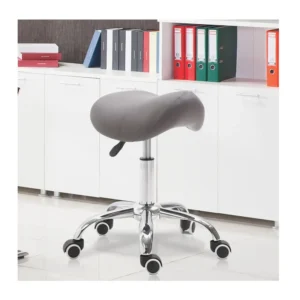 Τροχήλατο Σκαμπό με Ρυθμιζόμενο Ύψος 49-61 cm Χρώματος Γκρι HOMCOM 02-0695 - Image 4