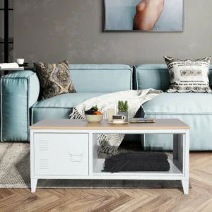 BAKAJI  Ορθογώνιο Τραπέζι Καθιστικού Μοντέρνου Σχεδιασμού από Μέταλλο και Ξύλο με Πόρτα  02011871 - Image 4