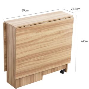 BAKAJI  Τραπέζι Τραπεζαρίας Γραφείο με Βιβλιοθήκη Πτυσσόμενο Επεκτάσιμο Εξαφανιζόμενο Δρυς  02012318 - Image 3