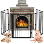 BAKAJI  Πόρτα Προστασίας Τζακιού για Σκύλους και Παιδιά Διαχωριστικό Φράχτης 3μ Μαύρο  02012758