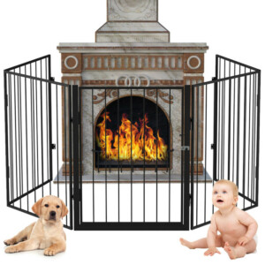 BAKAJI  Πόρτα Προστασίας Τζακιού για Σκύλους και Παιδιά Διαχωριστικό Φράχτης 3μ Μαύρο  02012758