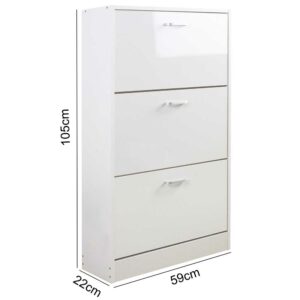 BAKAJI  Παπουτσοθήκη 3 Πόρτες Ράφια Διπλού Βάθους σε Ξύλο 59x22x105 εκ Λευκό Γυαλιστερό  02813468 - Image 4