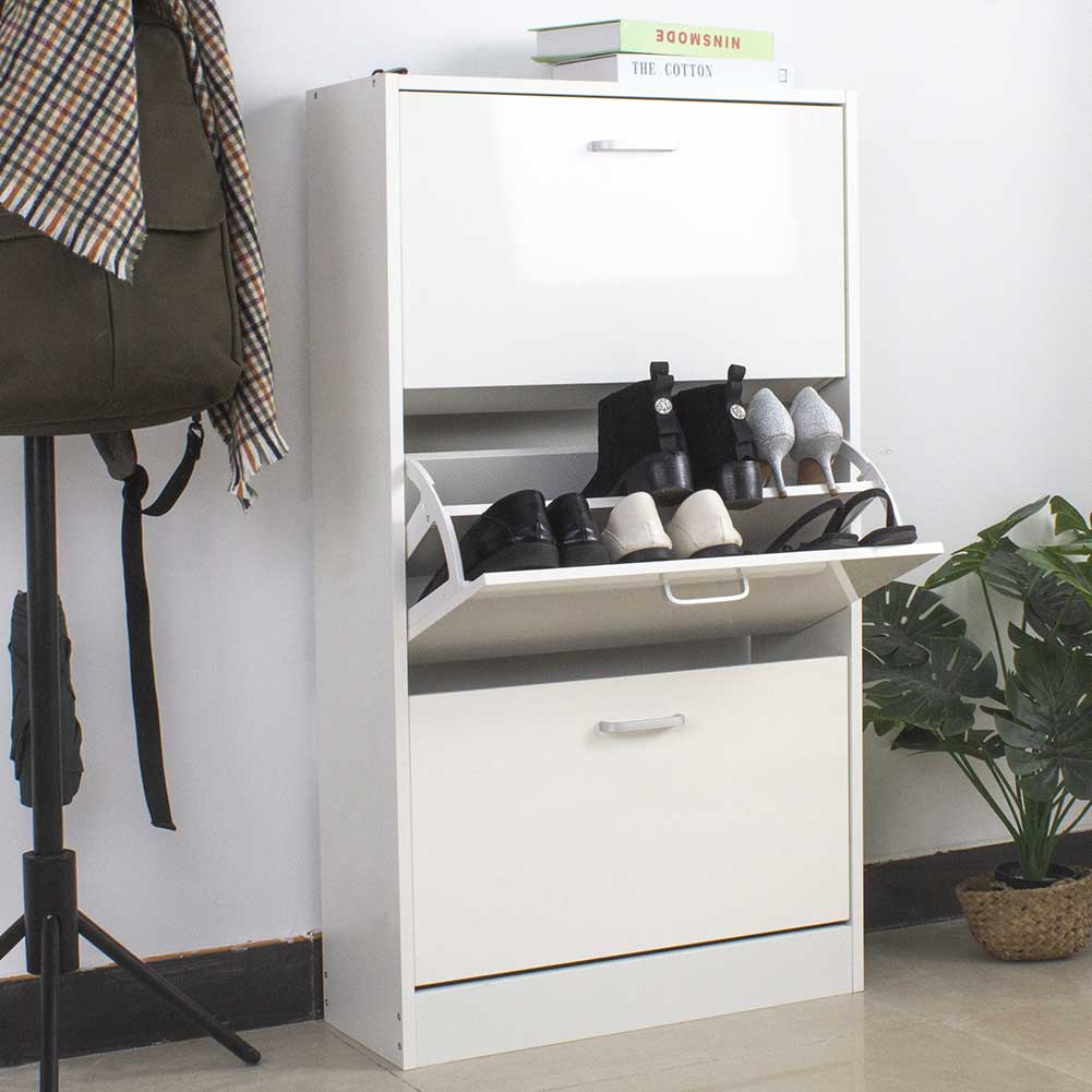 BAKAJI Παπουτσοθήκη 3 Πόρτες Ράφια Διπλού Βάθους σε Ξύλο 59x22x105 εκ Λευκό Γυαλιστερό 02813468 BAKAJI Παπουτσοθήκη 3 Πόρτες Ράφια Διπλού Βάθους σε Ξύλο 59x22x105 εκ Λευκό Γυαλιστερό 02813468