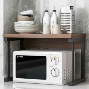 BAKAJI Ράφι Κουζίνας Ξύλο Καρυδιάς Μεταλλική Ραφιέρα για Φούρνο Μικροκυμάτων 02814331 - Image 4