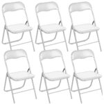 BAKAJI  Σετ 6 Καρέκλες Επενδυμένες Πτυσσόμενες Εξοικονόμησης Χώρου Καρέκλα Μεταλλική Δομή Λευκή  02814499 - Image 2