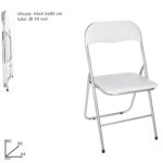 BAKAJI  Σετ 6 Καρέκλες Επενδυμένες Πτυσσόμενες Εξοικονόμησης Χώρου Καρέκλα Μεταλλική Δομή Λευκή  02814499 - Image 4