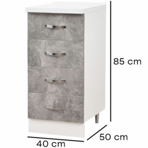 Shally Dogan  Συρταριέρα για Κουζίνα Κινητό Ντουλάπι 4 Συρτάρια Ξύλο Χρώμα Γκρι Τσιμέντο  02815096 - Image 2