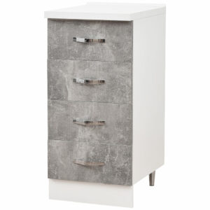 Shally Dogan  Συρταριέρα για Κουζίνα Κινητό Ντουλάπι 4 Συρτάρια Ξύλο Χρώμα Γκρι Τσιμέντο  02815096